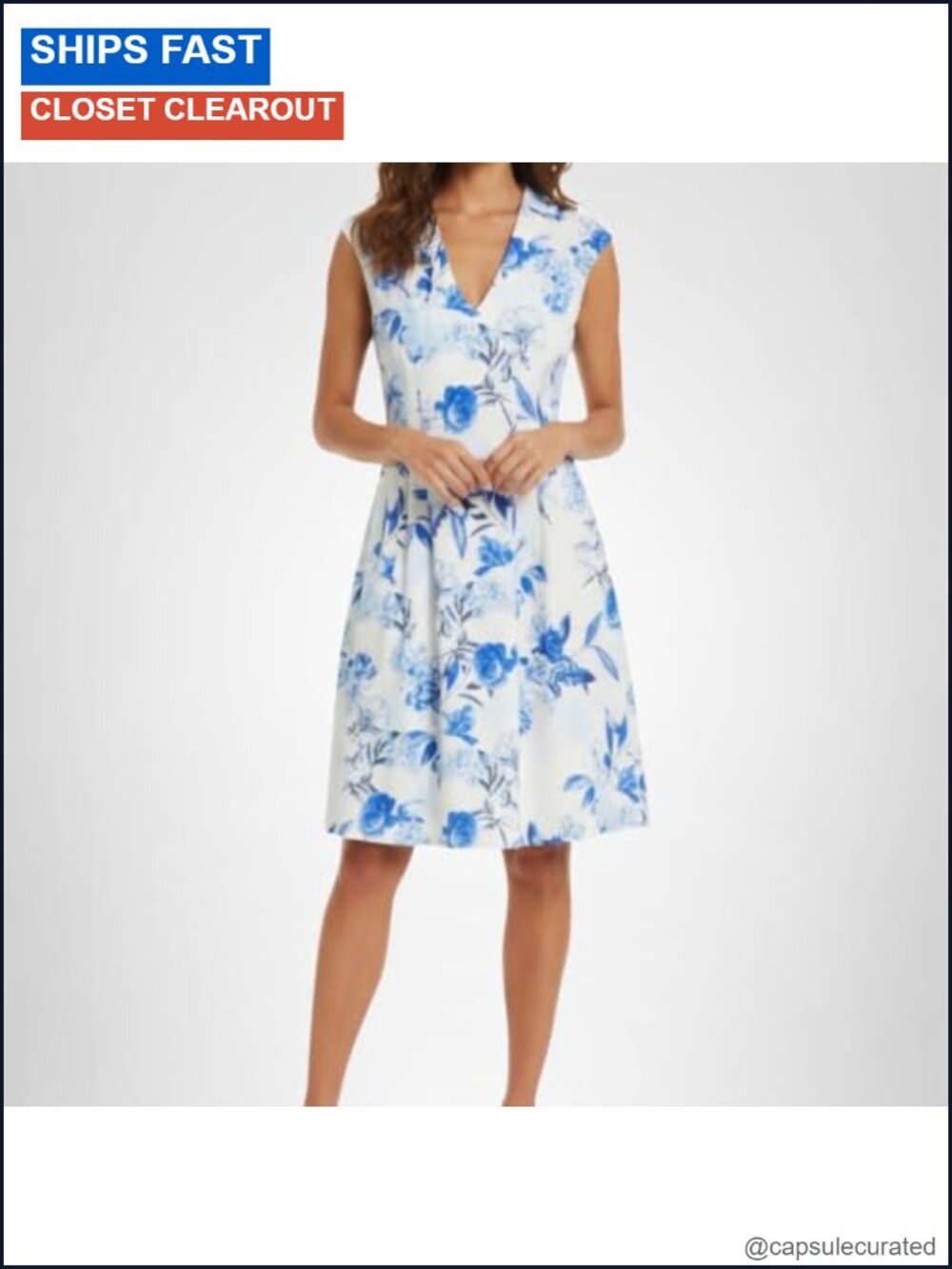 V-Neck Cap Sleeve Floral Mini Dress Polyester Spandex